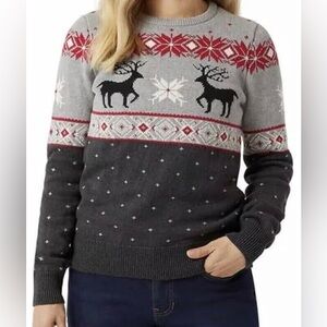 New Chaps Gray and Red Reindeer Sweater size small